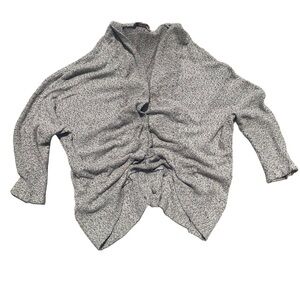 Pretty Young Thing Grey & Cream Marled Open Knit Cardigan - Size Large